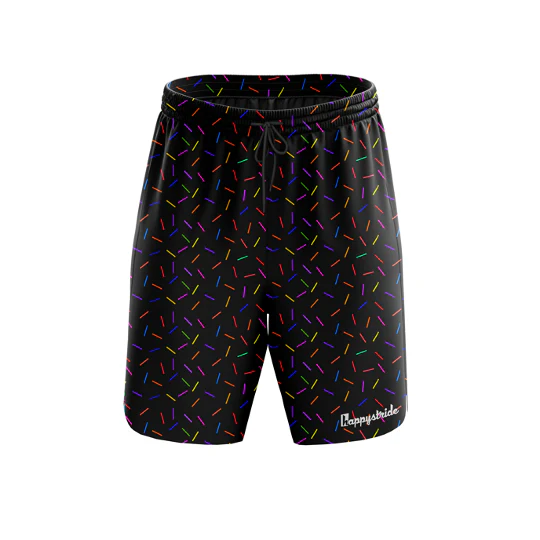 'Sprinkle-of-joy'' black fitness shorts (7")