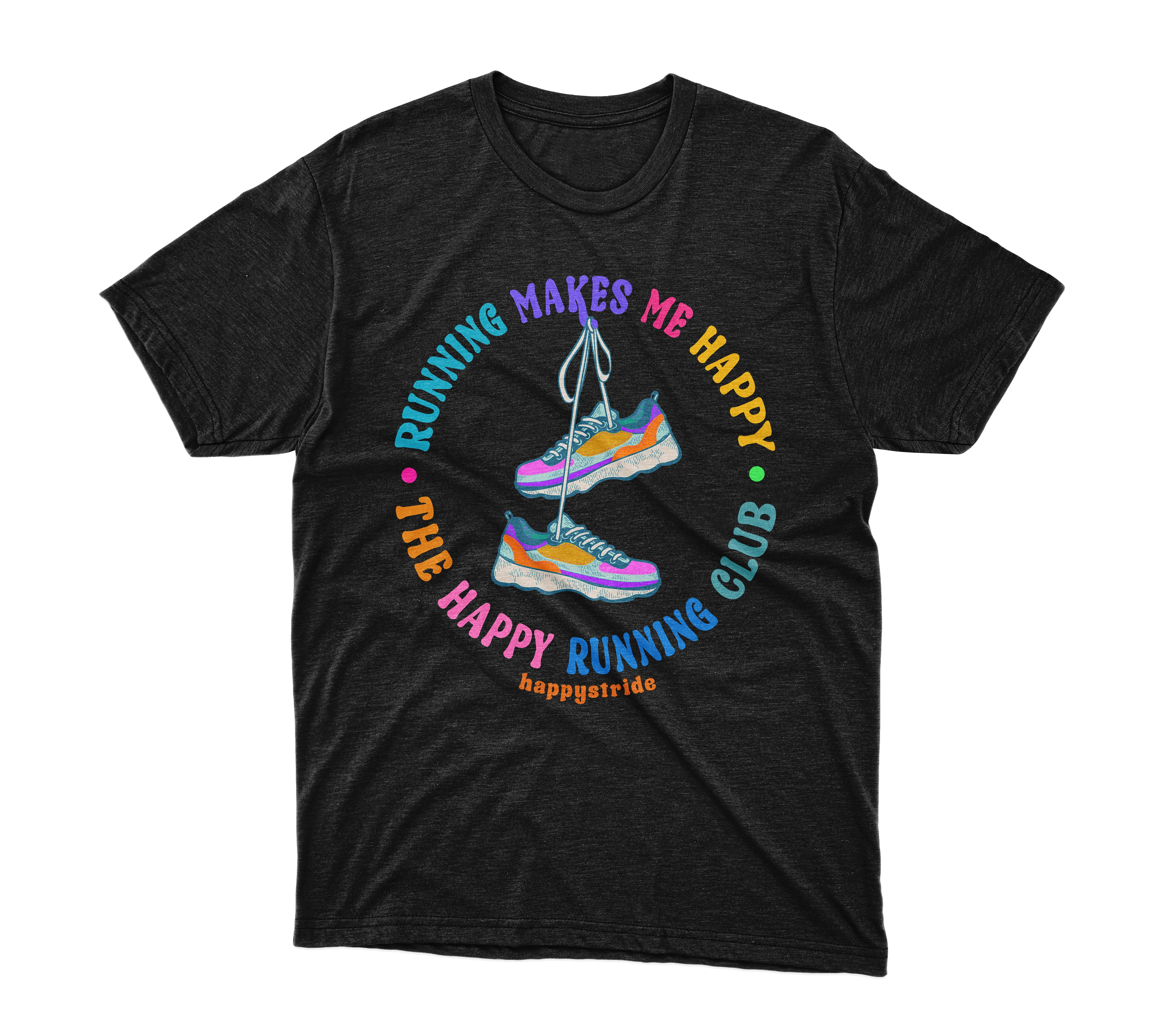 ''Running makes me happy" Casual Tee (Black)